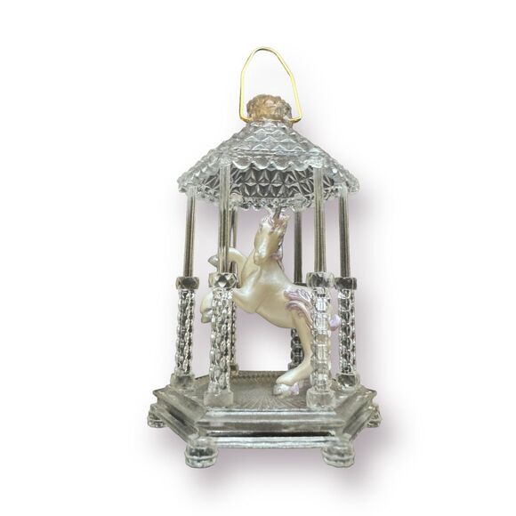 Hallmark Unicorn Fantasy Gazebo magic w/pigtail cord 1989 Christmas Ornament - Picture 2 of 8